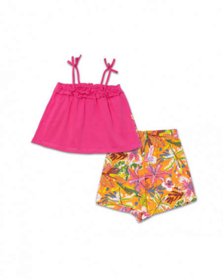Conjunto malha rosa laranja para menina Eco-Safari