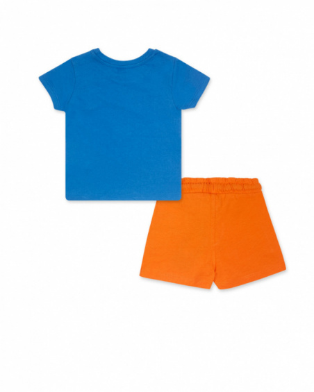 Conjunto malha azul laranja para menino Eco-Safari