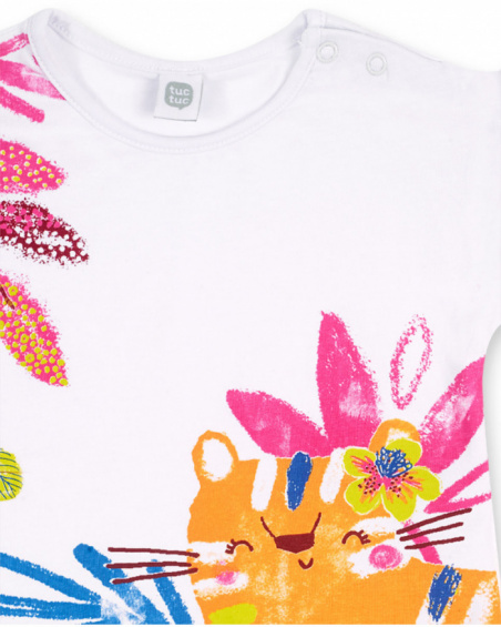 Conjunto malha branca laranja para menina Eco-Safari