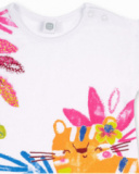 Conjunto malha branca laranja para menina Eco-Safari