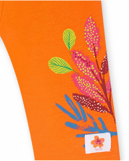 Conjunto malha branca laranja para menina Eco-Safari