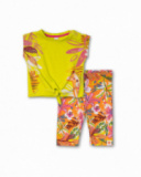 Conjunto malha amarelo laranja para menina Eco-Safari