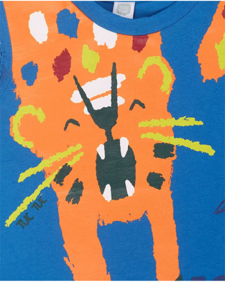 Camisola de malha azul para menino Eco-Safari