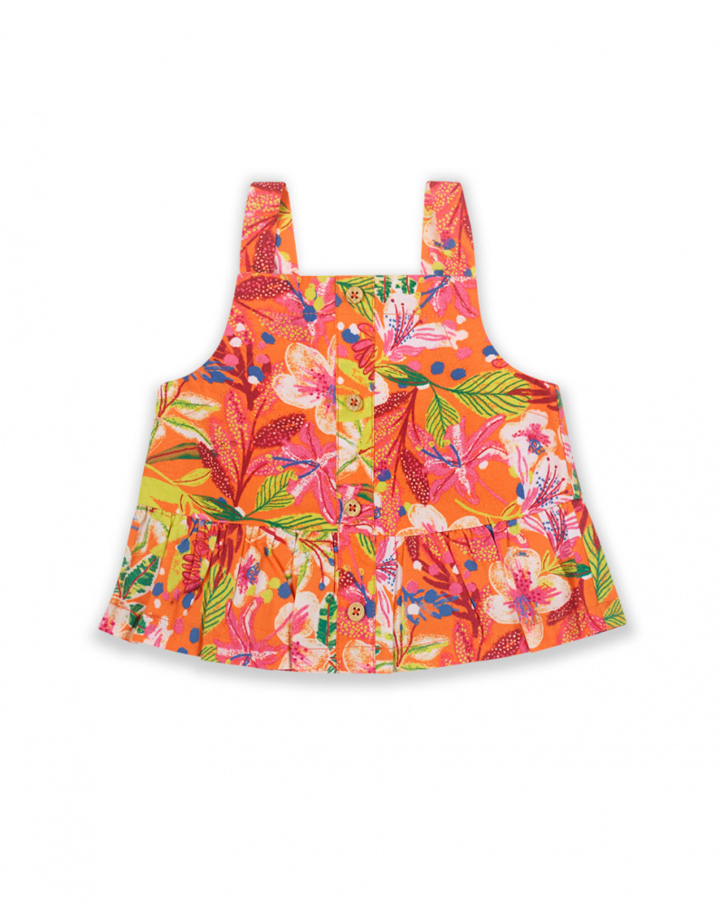 Top de popeline laranja para menina Eco-Safari
