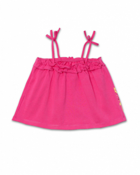 T-shirt de malha rosa para menina Eco-Safari