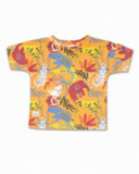 T-shirt malha laranja com estampado para menino Eco-Safari