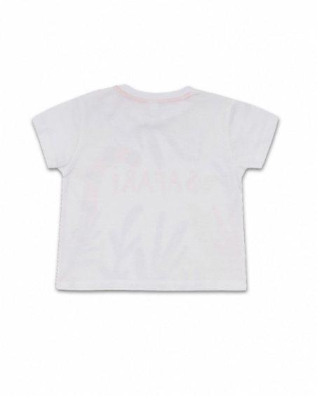 T-shirt malha branca para menino Eco-Safari