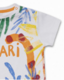 T-shirt malha branca para menino Eco-Safari