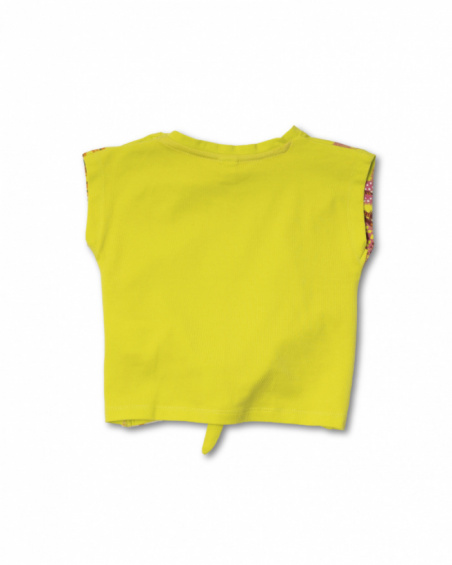 T-shirt malha amarela para menina Eco-Safari