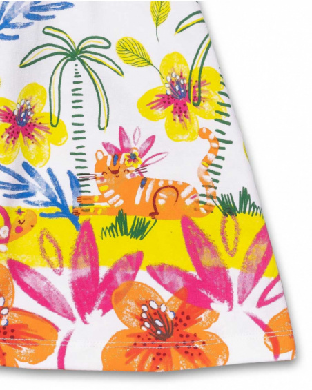 Vestido branco de malha para menina Eco-Safari