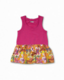 Vestido rosa estampado menina Eco-Safari