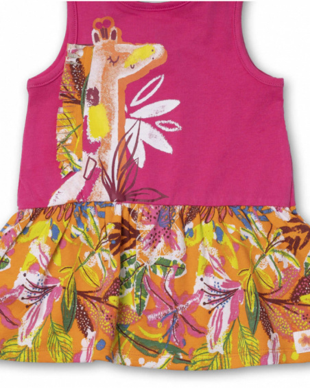 Vestido rosa estampado menina Eco-Safari
