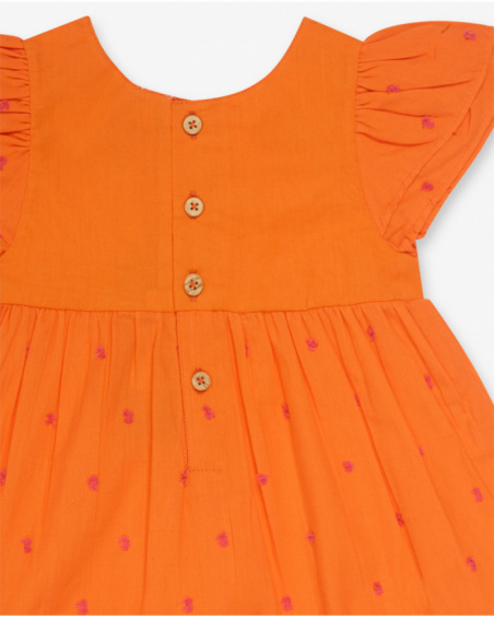 Vestido de popeline laranja para menina Eco-Safari