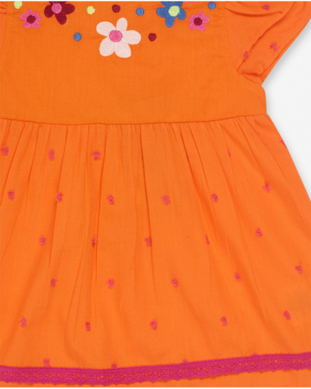 Vestido de popeline laranja para menina Eco-Safari