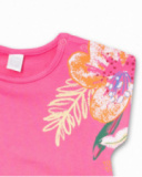 Vestido de malha rosa para menina Eco-Safari