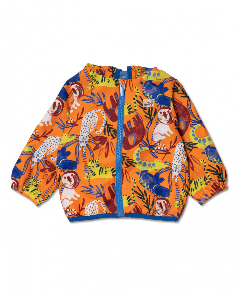 Jaqueta estampada laranja para menino Eco-Safari