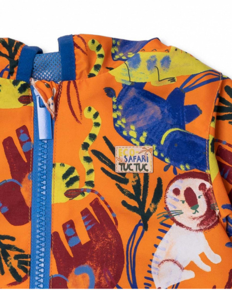 Jaqueta estampada laranja para menino Eco-Safari