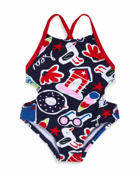 Moça de triquíni azul Dia de praia