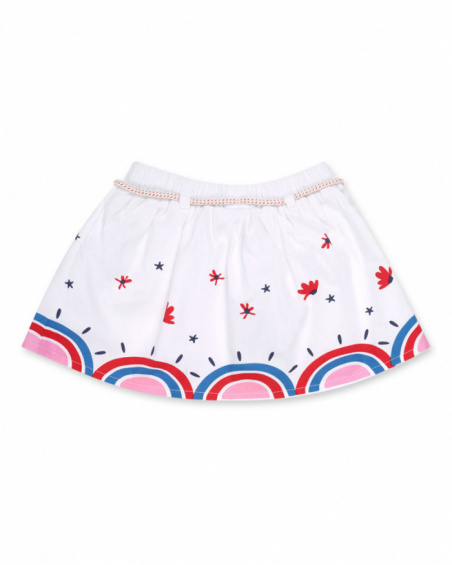 Saia popeline branca para menina Beach Day