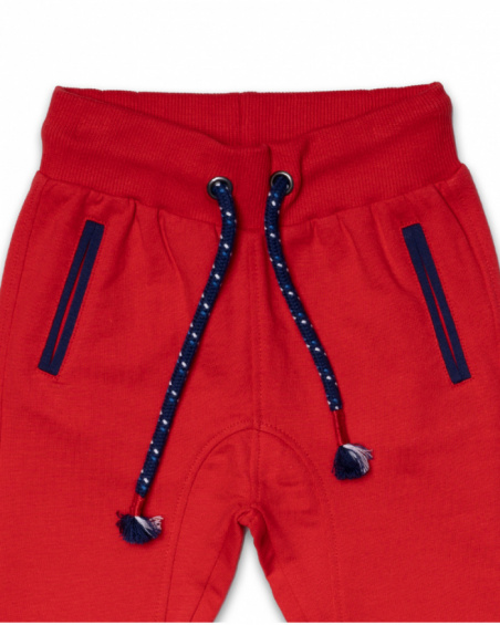 Calças de pelúcia vermelhas Beach Day para menino