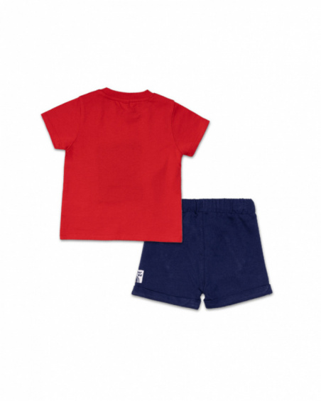 Conjunto tricot vermelho azul para menino Beach Day
