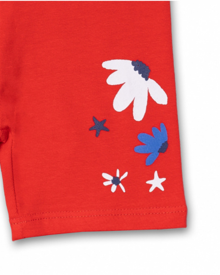 Conjunto tricô vermelho azul para menina Beach Day