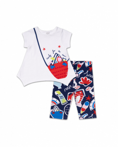 Conjunto malha branca para menina Beach Day
