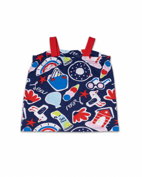 T-shirt de malha estampada para menina Beach Day