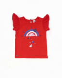 T-shirt malha vermelha para menina Beach Day