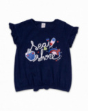 T-shirt malha azul para menina Beach Day