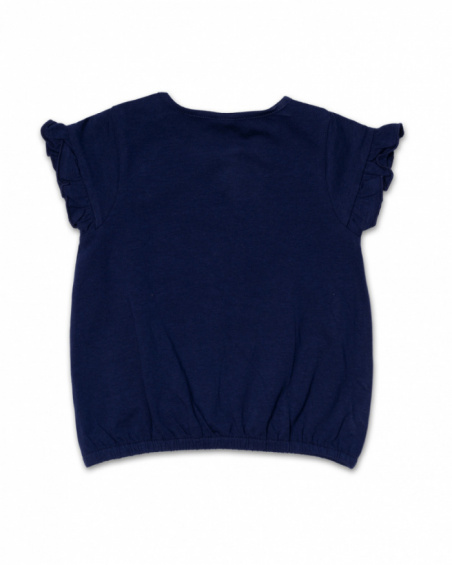 T-shirt malha azul para menina Beach Day