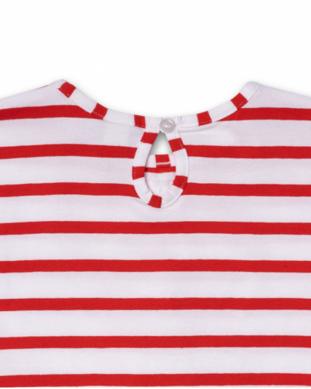 T-shirt vermelha em malha branca para menina Beach Day