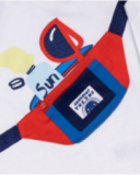 T-shirt comprida em malha branca para menino Beach Day T-shirt comprida em malha branca para menino Beach Day