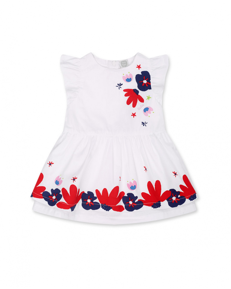 Vestido de popeline branco para menina Beach Day
