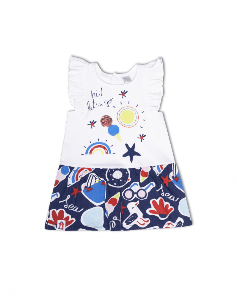 Vestido malha branco para menina Beach Day