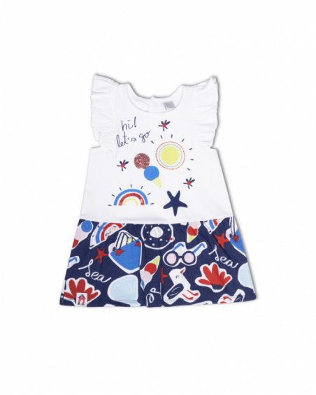 Vestido malha branco para menina Beach Day