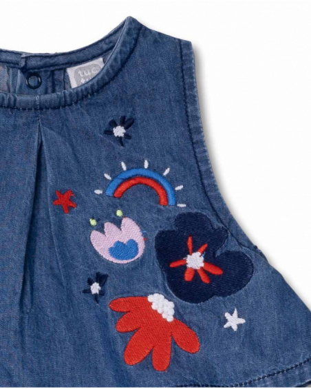 Vestido de ganga azul para menina Beach Day