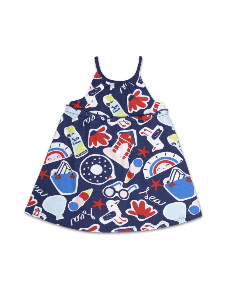 Vestido malha azul para menina Beach Day