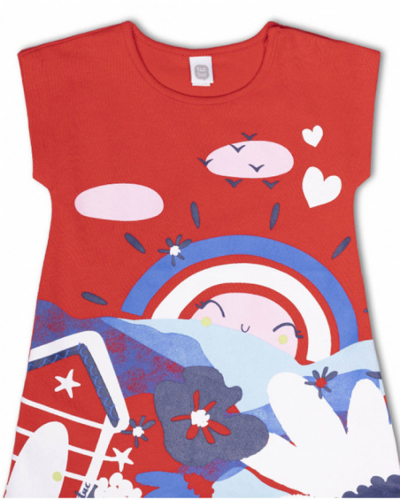 Vestido malha vermelha para menina Beach Day