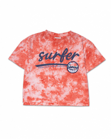 T-shirt tie dye vermelha para menino Spring Break