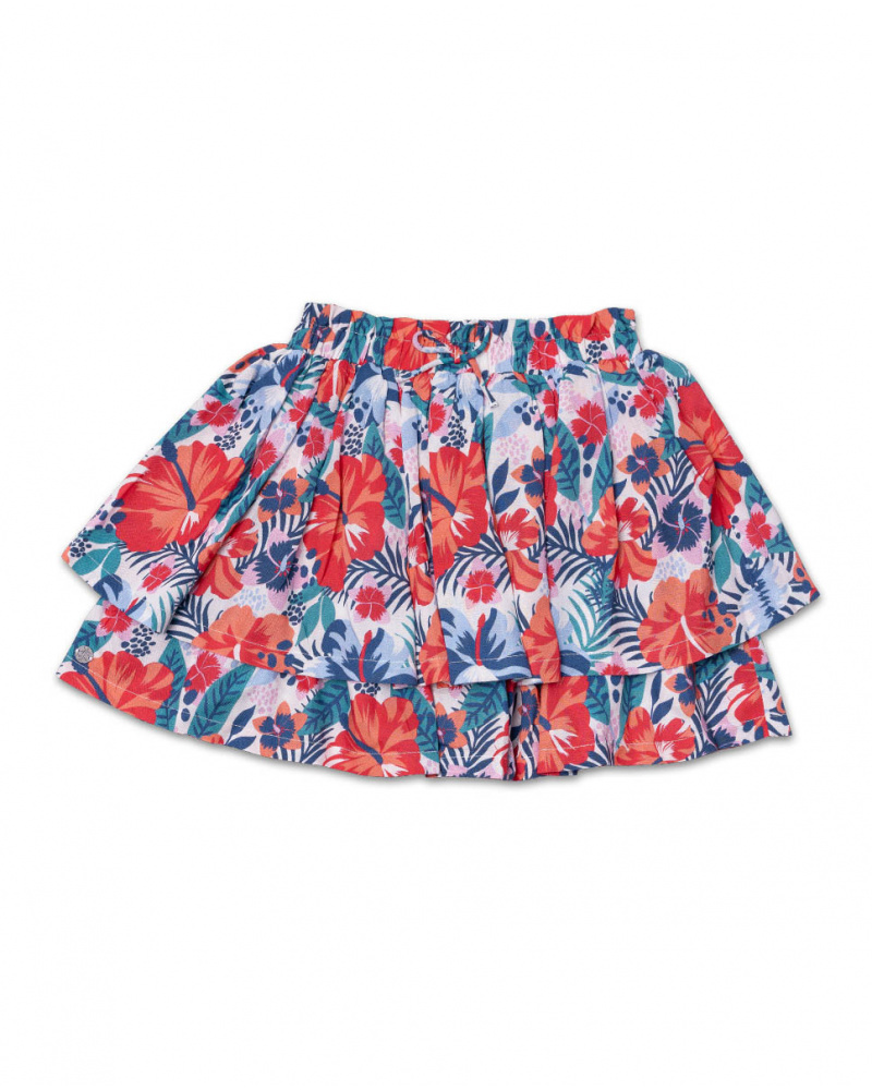 Saia popeline estampada menina Hello Playa