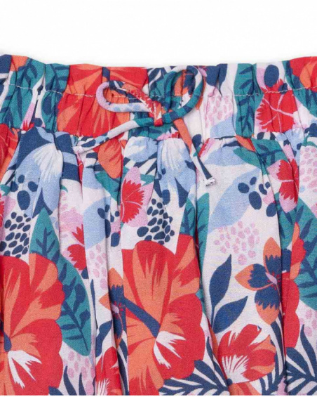 Saia popeline estampada menina Hello Playa