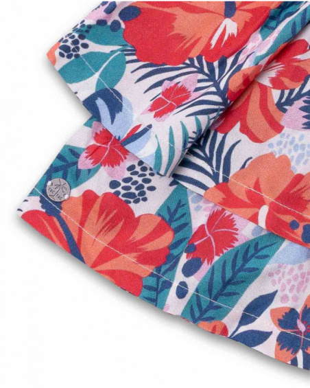 Saia popeline estampada menina Hello Playa