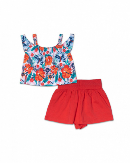 Conjunto malha vermelha para menina Hello Playa