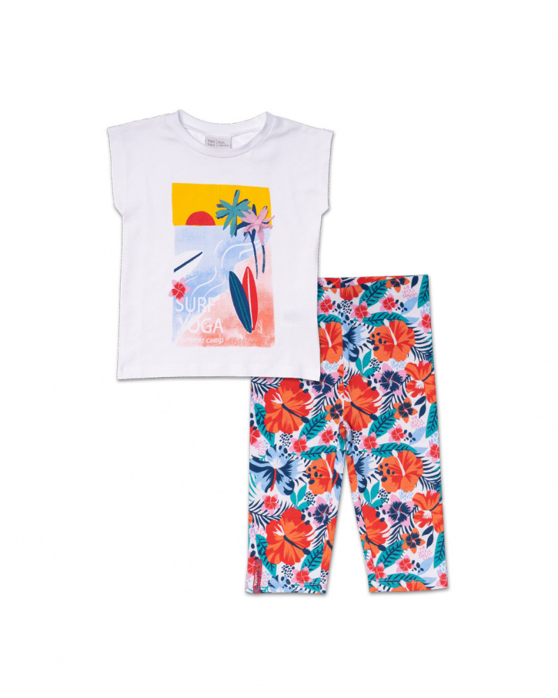 Conjunto malha estampada para menina Hello Playa