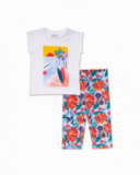 Conjunto malha estampada para menina Hello Playa