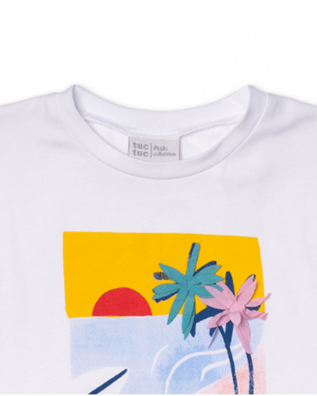 Conjunto malha estampada para menina Hello Playa