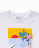 Conjunto malha estampada para menina Hello Playa