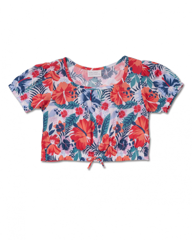 T-shirt lisa estampada para menina Hello Playa