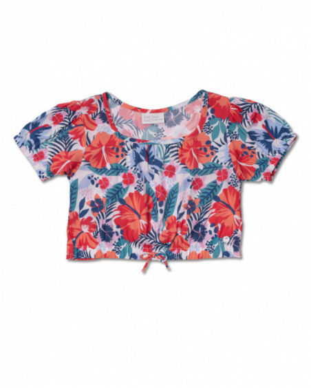T-shirt lisa estampada para menina Hello Playa